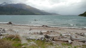 stormy weather on the shore of Lake Wanaka.